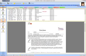 Example of a patient’s recorded documents in patientNOW including consent forms, treatment notes, prescriptions and photos.