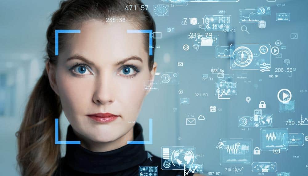 a woman's face is being scanned