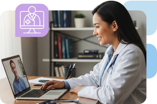 doctor with patient online